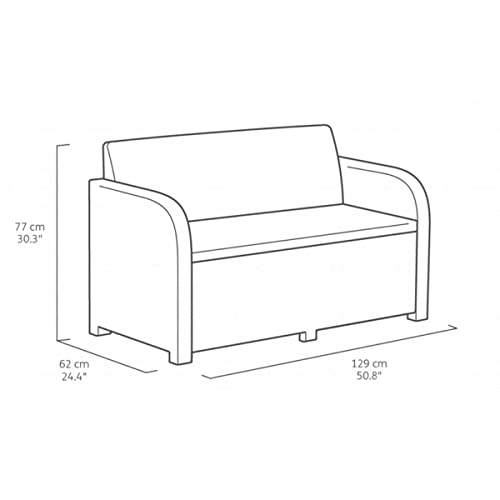 Keter Carolina Lounge Set, Mobili Da Giardino Con Divano 2 Posti, 2 Poltrone E Tavolino Con Altezza Regolabile E Effetto Legno, Grafite - 5