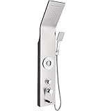 Rozin Bathroom Shower Panel 5-Function Faucet Rain Waterfall Showerhead + Massage Body Jets + Handheld Spray + Tub Tap Brushed Nickel