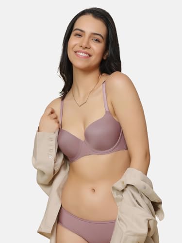 Image of Triumph T-Shirt Bra For Women Wired Padded Body Make-Up Series Seamless Everyday Lingerie Lycra Xtra Fine Breathable Fabric Second-Skin Smooth 3 /4 Cup Support Invisible Underwire Pack Of 1
