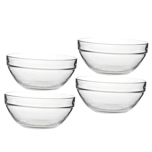 Sosoport 4 piezas Cuencos de Vidrio Transparentes Tazones Multifunción para Cocina y Postres Recipientes Resistentes para Servir Ensaladas Pudín y Snacks el Hogar
