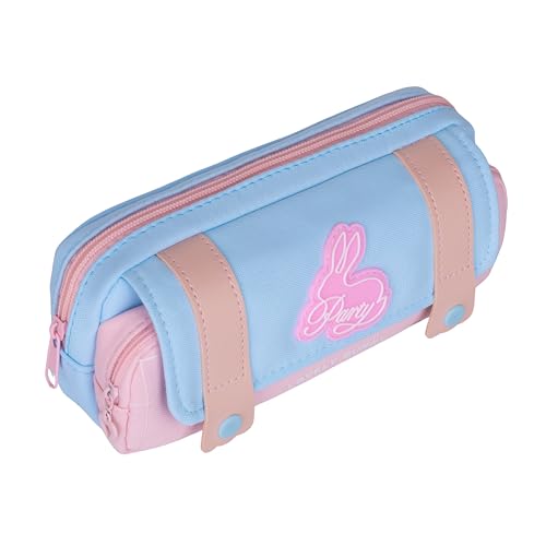 Image of Pencil Cases Large Capacity Pencil Bag Pouch Holder Box for Girls Kids Office Students Organizer School Stationery Supplies (Sky Blue + Pink)