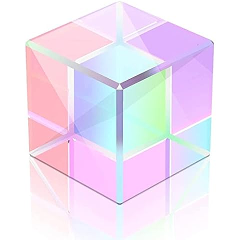 Fotografie Glas Dispersionsprisma Würfel Prism Prisma Optisches Glas für Wissenschaftliche Experimente, Spektrale Sonnenlichtreflexionsfotografie, Regenbogen Effekt(18X18X18mm) Cover