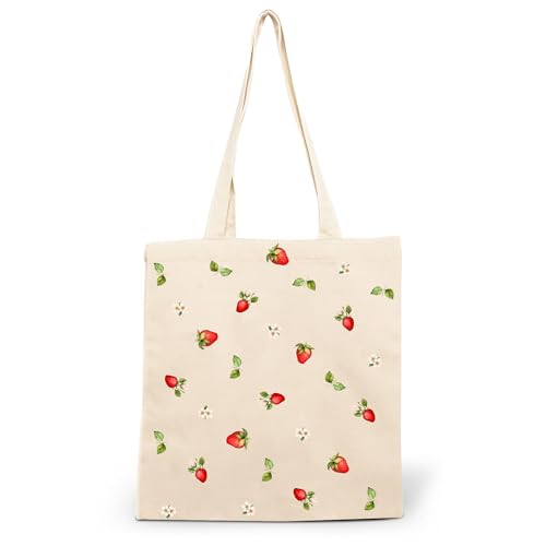 CLAMATO Tote bag con cremallera interna de algodón – Bolsa de tela mediana tamaño 35 x 40 cm Shopper de tela resistente 340 g/m2 Línea Thick (Fragole), beige