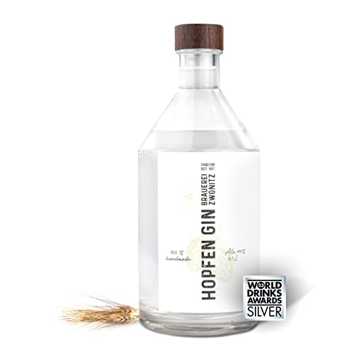 Brauerei Zwönitz Erzgebirgischer Hopfen Gin 0,5 Liter/ausgezeichneter Gin aus Zwönitzer India Pale Ale Craft Beer/GinGeschenk Idee aus Sachsen/DryGin mit Hopfen Aroma