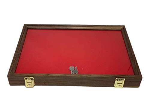 Walnut Wood Display Case 12 x 18 x 2 for Arrowheads Knives Collectibles Coins