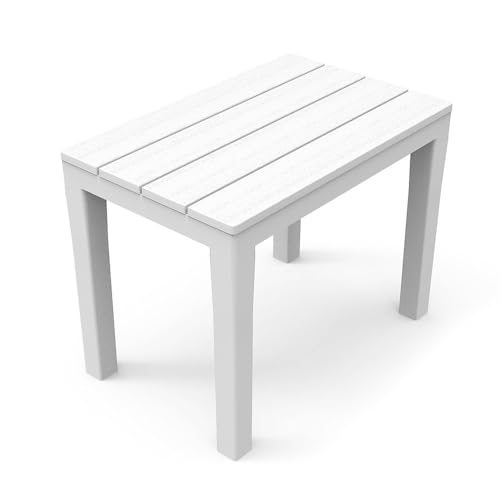 Maury' Tavolino/Seduta doppio utilizzo Timor in Polipropilene da Esterno, Dimensioni 60x38x45 cm per Relax all'Aperto, Comfort e Stile (Bianco)