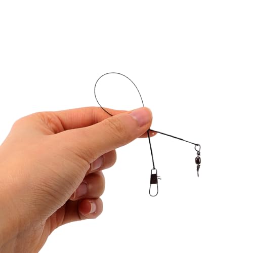 50 piezas de líderes de pesca de acero con giratorios 15 cm miniatura 3