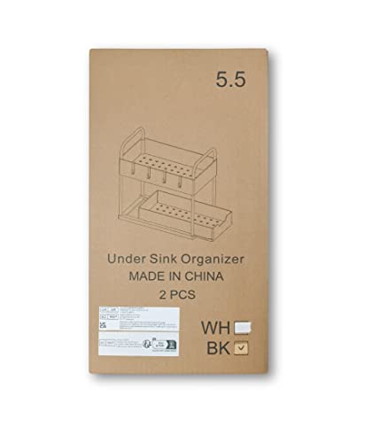 Aixpi Under Sink Organizers And Storage, 2-Tier Sliding Under Cabinet Bathroom Storage With Hooks, Hanging Cup, Handles, Multi-Purpose Under Sink Organizer For Bathroom Kitchen, Black, 2Pack #TOP7