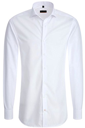 Preisvergleich Produktbild eterna Hemd Slim Fit Baumwolle Uni Kentkragen (39, Weiss)
