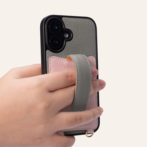COGURE コグレ iPhone 16e ケース ショルダーストラップ 本革 カード収納 落下防止 耐衝撃 ギフトボックス付き COPGC エトープ+オレンジ【Etoupe+OG】
