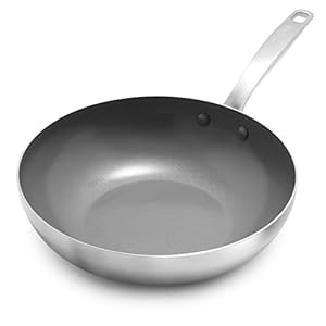 GreenPan Chatham Tri-Ply Stainless Steel Healthy Ceramic Nonstick 11″ Wok Pan, PFAS-Free, Multi Clad, Induction, Dishwasher Safe, Oven Safe, Silver