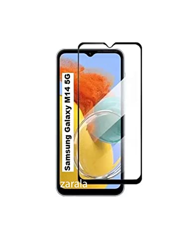 Image of ZARALA Tempered Glass Screen Protector Compatible for (Black) with Edge to Edge Coverage and Easy Installation kit (Samsung Galaxy M14 5G)