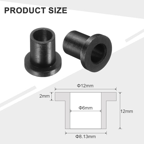 QUARKZMAN 12 Stück Flanschbuchsen Kunststoffbuchsen ID 6mm x OD 8,13mm x Länge 12mm Nylonbuchsen, Weiß