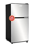 KRIB BLING Compact Refrigerator Mini Fridge with Freezer,7 Level Adjustable Thermostat Removable Shelves Small Refrigerator for Office Dorm Apartment 3.5 Cu.Ft Silver