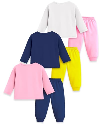 Image of Kuchipoo Girls Regular Fit Cotton T-Shirts and Pyjamas Clothing Set-Pack of 3