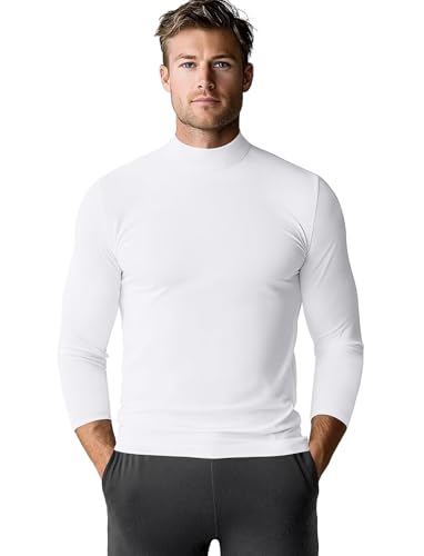 Zengjo Mens Mock Turtleneck Long Sleeve Shirts Thermal Baselayer Lightweight Athletic-Fit Undershirt for Cold Weather Sports2