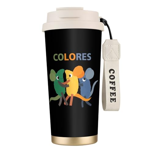 タンブラー レオ レオニ 絵本 コーヒーカップ 500ml コンビニカップ ストロー付き 蓋付き おしゃれ 水筒 魔法瓶 マグカップ 316ステンレス製 保温保冷 大容量 ストラップ付き プレゼント