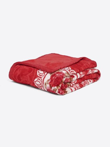 Image of Monte Carlo Regal Gold Double Bed Winter Blanket Single Ply 510 GSM | 2.5 KG (210 x 205 CM) Red