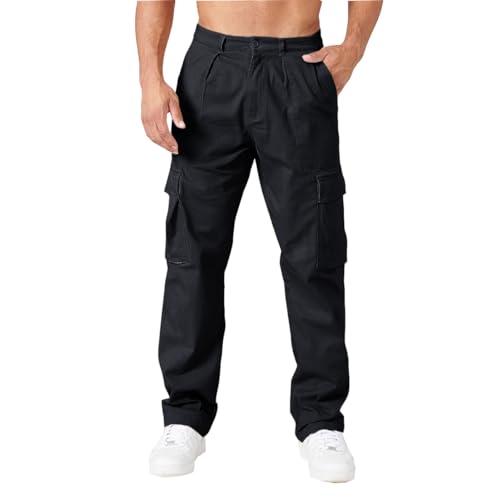 THWEI Cargo Pants for Men Casual Cotton Lightweight Relaxed Fit Stretch Elastic Waist Work Pants