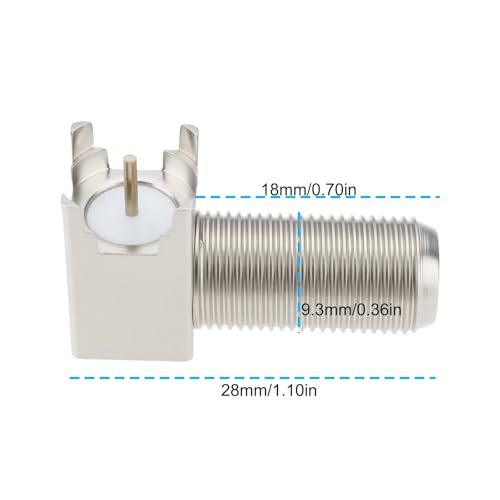 Prise F femelle coudée 90 degrés cuivre 4 broches embase châssis coaxial TV - 3