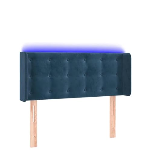 Genérico Wenjingqi Cabecero con LED de Terciopelo Azul Oscuro 103x16x78/88 cm, Azul 3123716