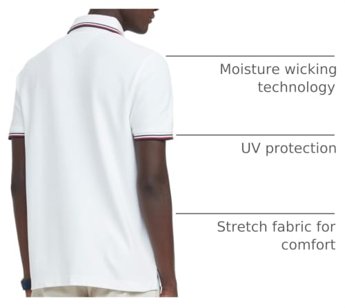 Image of Tommy Hilfiger Men's Short Sleeve Moisture Wicking Stretch Polo Shirt With Quick Dry + Uv Protection