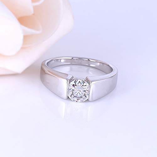 DovEggs Solitaire Moissanite Engagement Rings for Men Women 1ct 6.5mm G-H-I Color Heart Arrows Cut Moissanite Anniversary Promise Rings 14k Gold Quality Sterling Silver (12)2
