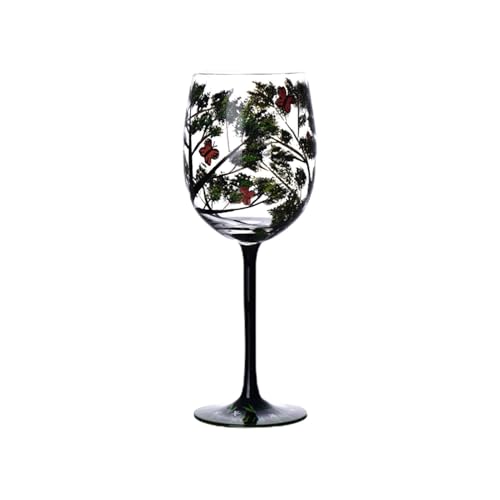 Juego de copas de vino Lolita | Copas de vino pintadas, copas de árbol de cuatro estaciones pintadas artesanalmente, vasos de cristal grandes para los amantes del vino, copas de vino artificiales