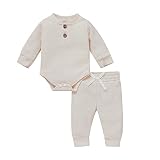HZYKOK Winter Newborn Baby Boy Girl Clothes Set Ribbed Outfits Unisex Infant Solid Cotton Button Lon