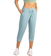 icyzone Women's French Terry Jogger Lounge Sweatpants - Active Capri Pants for Women