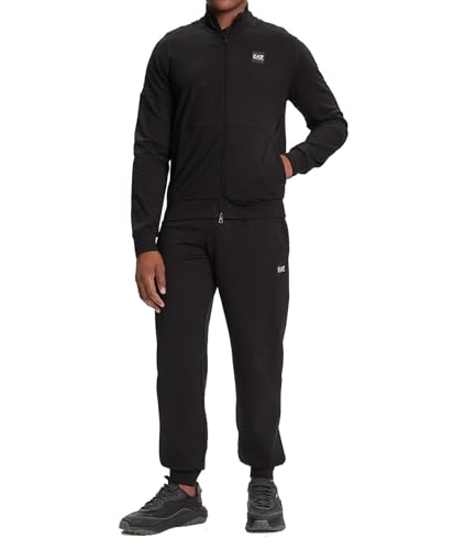 EA7 Emporio Armani Ensemble de sport pour homme, veste avec fermeture éclair et pantalon de jogging, noir, Noir , L