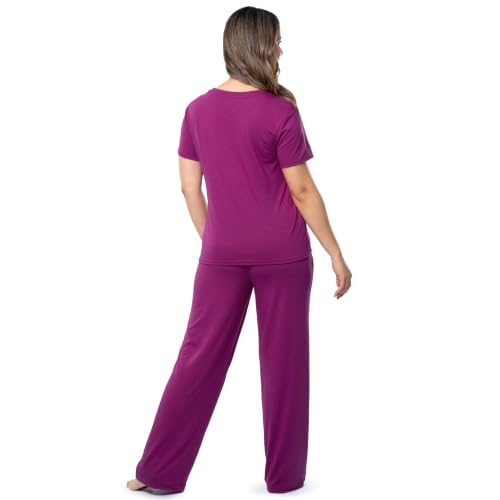 Image of Fruit of the Loom womens Short Sleeve Tee and Pant 2 Piece Sleep Set