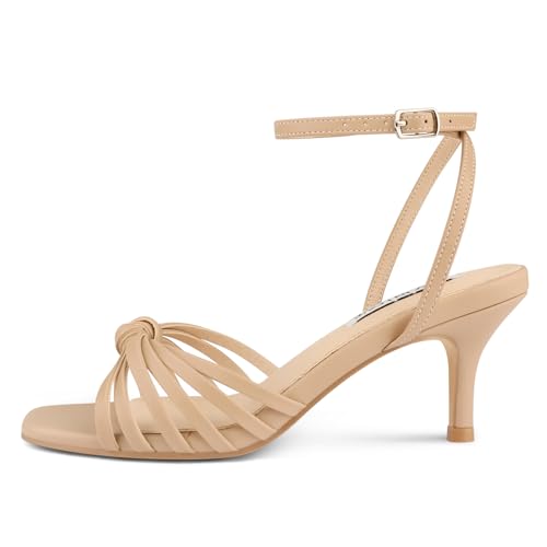 Image of JOY IN LOVE Women's Kitten Low Strappy Heels Ankle Strap Heeled Sandals