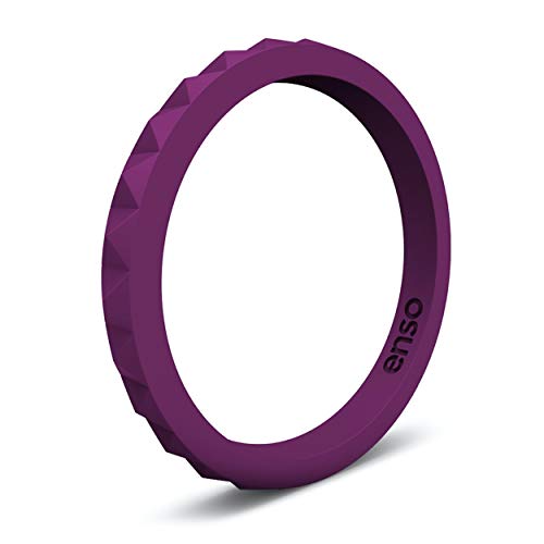 Enso Rings Stackable Pyramid Silicone Wedding Ring – Hypoallergenic Unisex Stackable Wedding Band – Comfortable Minimalist Band – 2.5mm Wide, .8mm Thick Plum. Size: 7