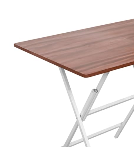 Image of Faburaa Compact Foldable 2 Seater Dining Table | Strong CRC Steel Frame | Easy Fold & Store Design | 30x18 Inch | Light Brown