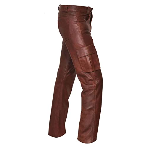 Leather Pants for Men Baggy Goth Sweatpants with Cargo Pockets Slim Skinny Faux Leather Pants Trousers3
