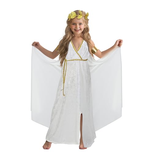 Disfraz Toga Griega para Niñas con Corona de Hojas miniatura 1