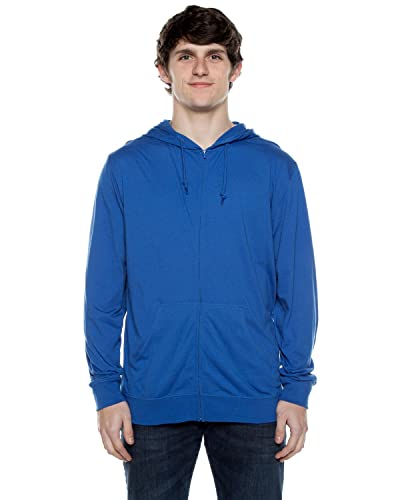 Cottonhood Lightweight Jersey Zip Hoodie for Men – Full Zip Casual Cotton Hoodie, Soft Long Sleeve (XS, Royal, 702)