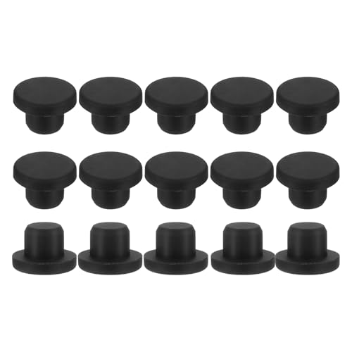 Image of uxcell 15Pcs Silicone Hole Plug, Waterproof Solid T-Shaped Rubber Stoppers Bottle Seal Tube Pipe Plug End Cap for 13mm /0.51 inch Hole for Bathtub Bottle, 0.39 inch Plug Height, Black