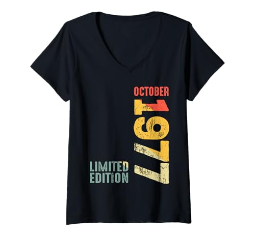 Womens Year 1977 October 1977 Retro 1977 Vintage 1977 Since 1977 V-Neck T-Shirt