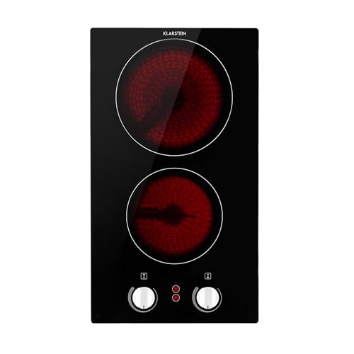 Klarstein Plaque Vitrocéramique 2 Feux Encastrable 3000W Acier Inoxydable - Table de Cuisson Électrique