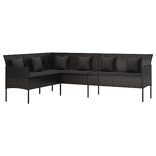 vidaXL Gartensofa, Sofa in L Form, Couch mit 3 Sitzkissen 6 Kissen,...