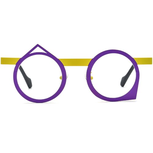 Image of FONEX Colorful Pure Titanium Glasses Frame Women Retro Round Eyeglasses