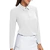 Soneven-Womens-Golf-Shirt-Moisture-Wicking-Long-Sleeve-Shirt-Half-Zip-Pullover-Athletic Women's White Golf Shirt Moisture Wicking Long Sleeve Shirt Half Zip Pullover Athletic(White,M