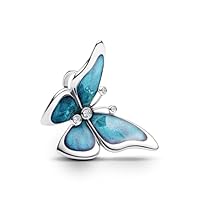 PANDORA Moments 793747C01 - Ciondolo grande a forma di farfalla, in argento Sterling con zirconi, compatibile, 10,1x26x15,9 mm, Argento sterling, Zirconia cubica