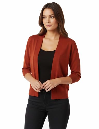 Image of Allsense Women's 3 /4 Sleeve Cropped Shrug Cardigan | Classic Bolero, Open-Front, Lightweight Soft Fine Knit Cover Up