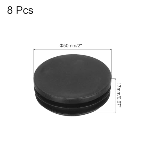 Image of MECCANIXITY 8pcs Round Plastic Hole Plugs, 2 Inch (50mm) Black Insert Tubing End Cap for Inserts Chair Leg Glide Furniture Protectors Metal Legs Round Tube