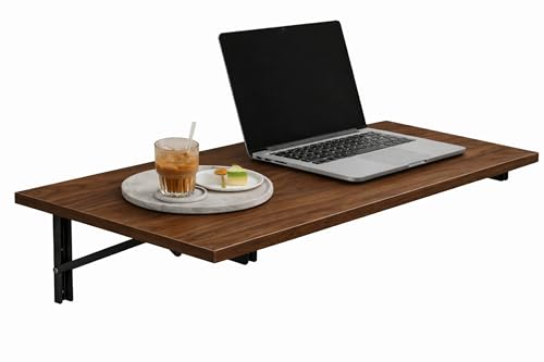 Image of Enigmatic Woodworks Wall Mounted Folding Study Table | Space Saving Foldable Laptop Desk for Home & Office | Engineered Wood Wall Mount Table (Walnut, 80 * 40 cm)