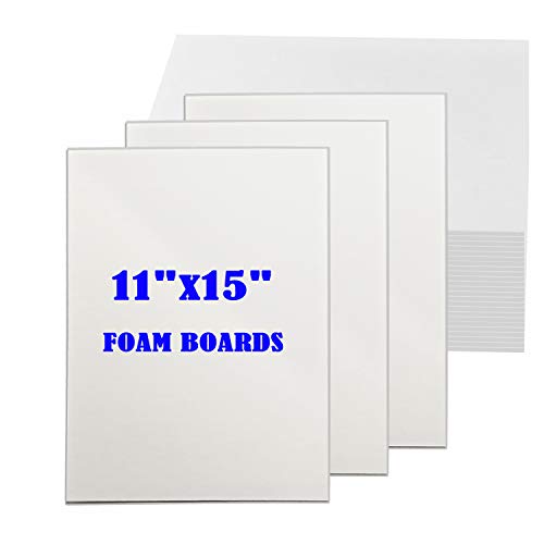 24Pack Foam Boards,11â€x15â€ Foam Core Backing Boards Poster Board, 1/8â€ Thickness Mat Board Polystyrene Foam Sheet, White Foam Centered Signboard for Presentations, School, Office & Art Projects