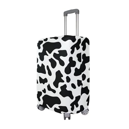 Joisal Suit Case Luggage Protector Cute Suitcase Covers Anti-scratch White Black Cow Print Travel Accessories for Women, M, Fits 22-24 Inch Case3